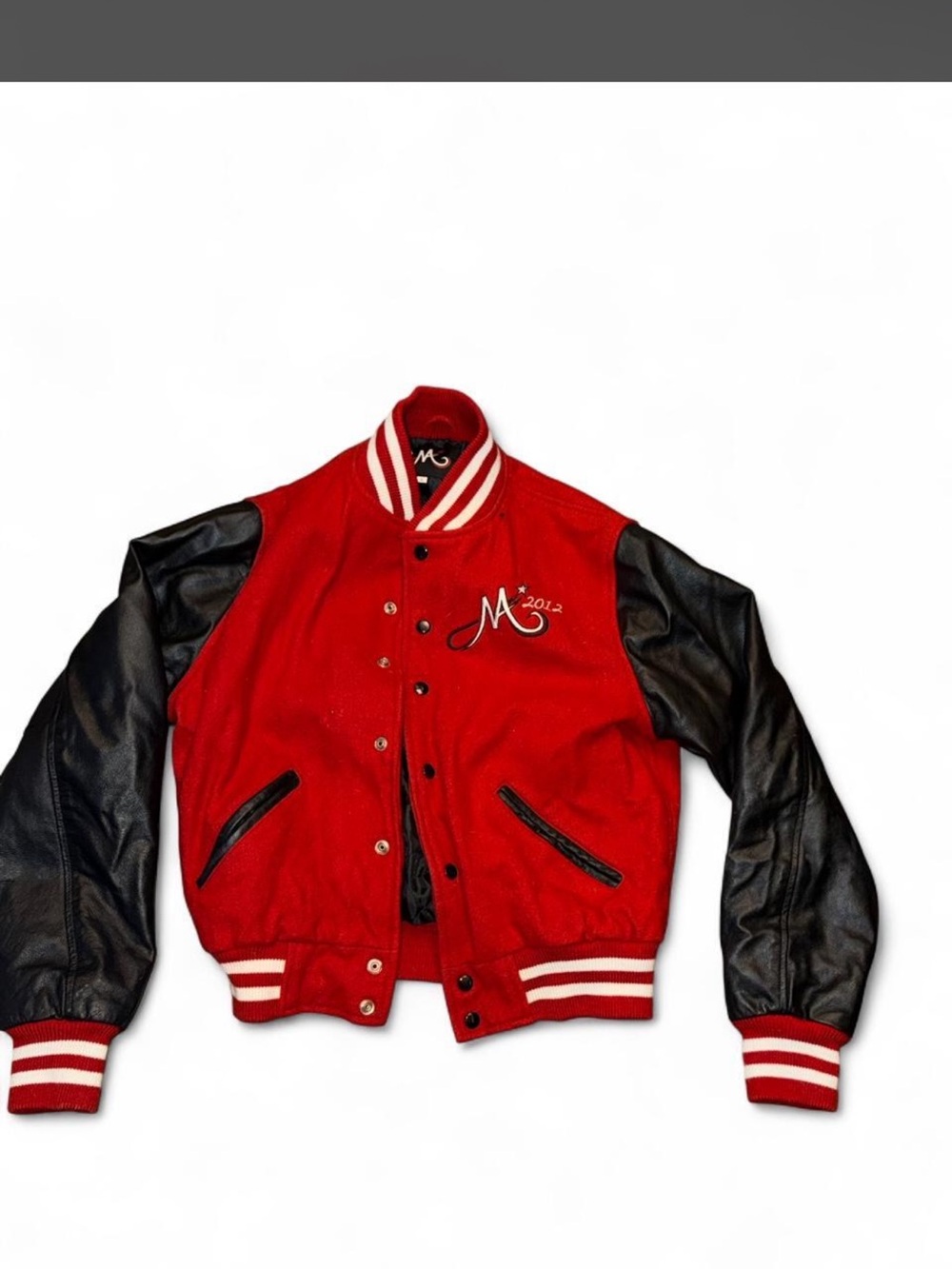 Red & Black Varsity Letterman Jacket with Embroidered 'M'
